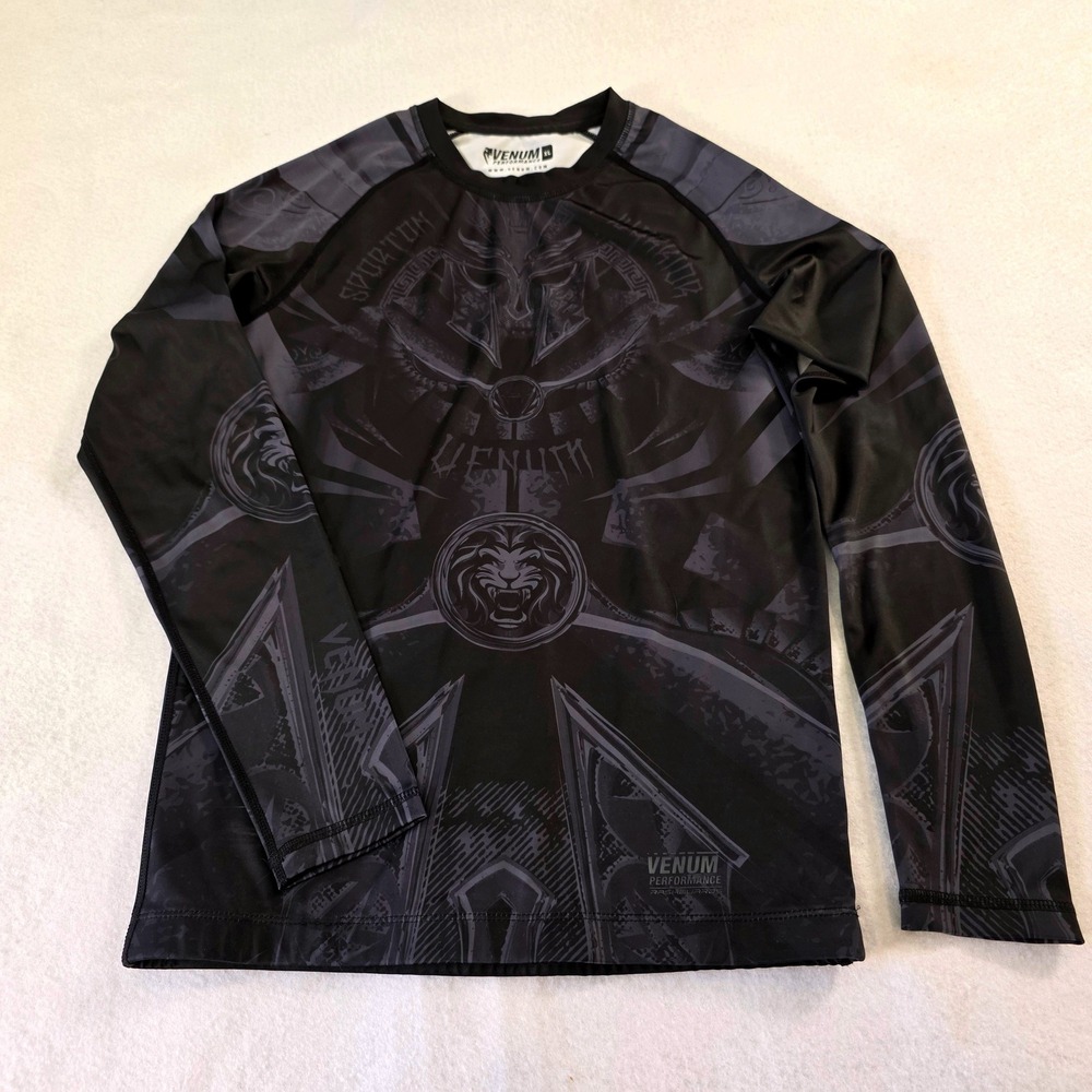 Venum Gladiator 3.0 Long Sleeve Rashguard Mens XL Black Grey MMA BJJ Compression
